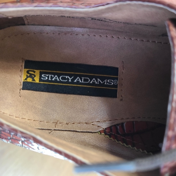 (0000) Stacy Adams Men's Classic Oxford Snake Skin Dress Shoes, Sz 10.5  Brown - Picture 15 of 16